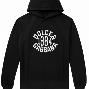 Black Graphic Print Pullover Hoodie with Raglan Sleeves