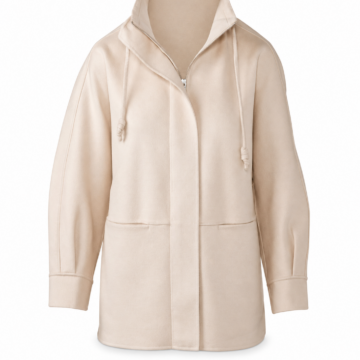 Light Beige Hooded Longline Jacket