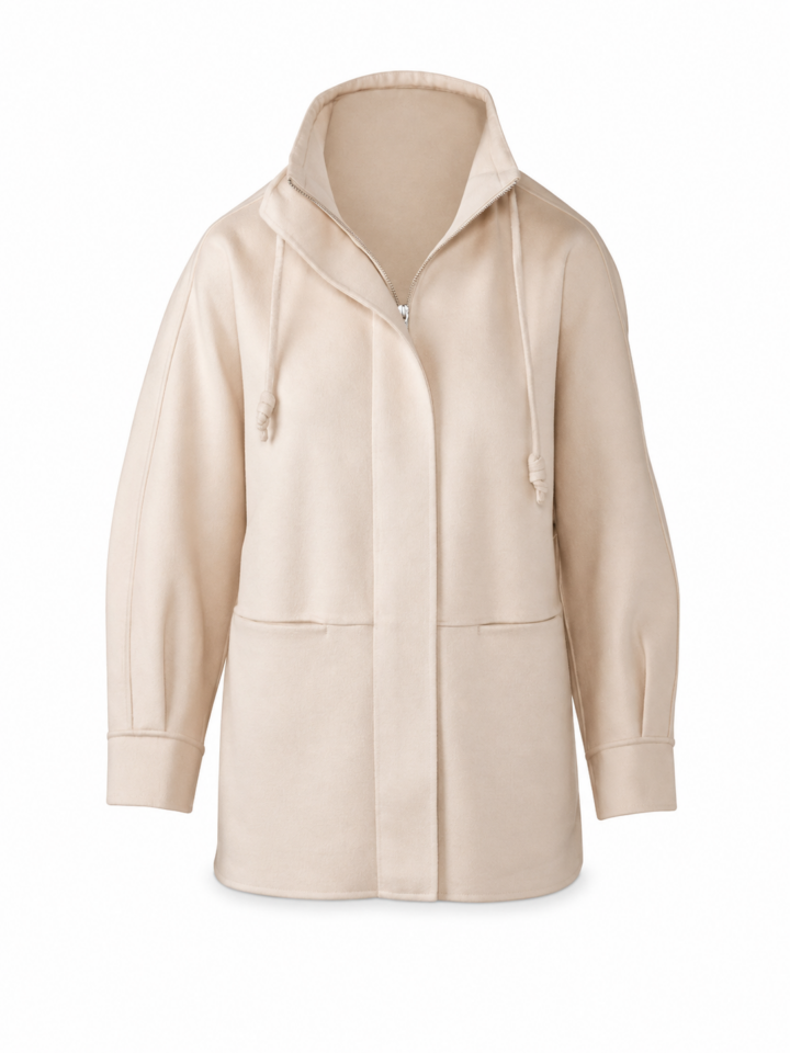 Light Beige Hooded Longline Jacket