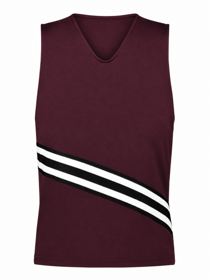Burgundy Striped Sleeveless V-Neck Tank Top