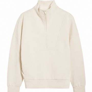 Off-White Oversized Half-Zip Mock Neck Sweater