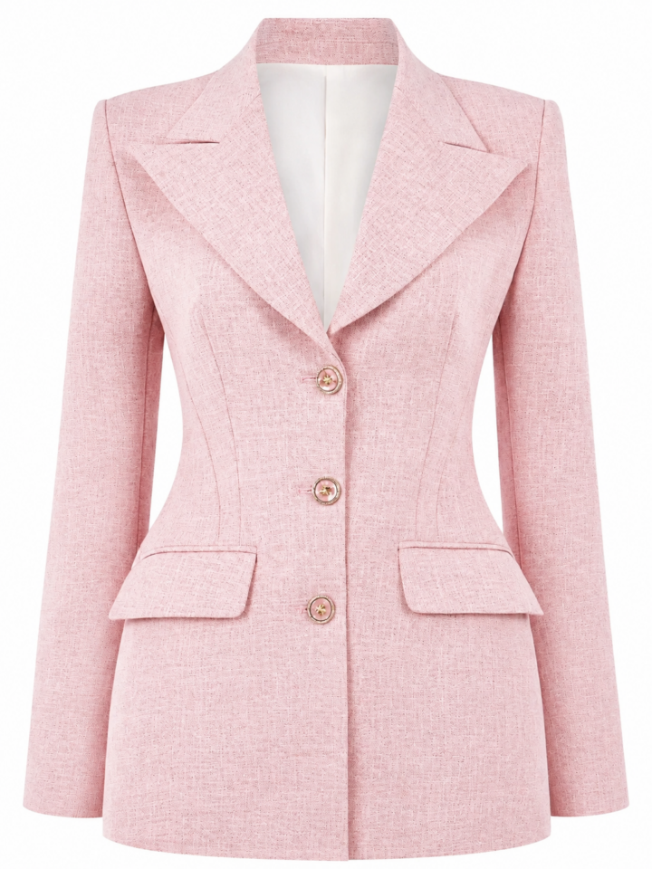 Light Pink Tailored Blazer with Peak Lapels