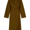 Olive Brown Longline Trench Coat with Belt