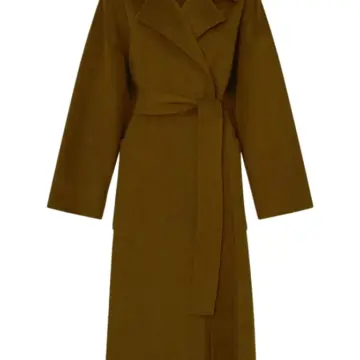Olive Brown Longline Trench Coat with Belt