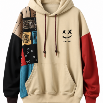 Color-Block Graphic Hooded Sweatshirt