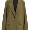 Olive Green Oversized Single-Breasted Blazer