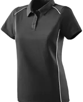 Dark Gray Women's Short Sleeve Polo Shirt with White Piping