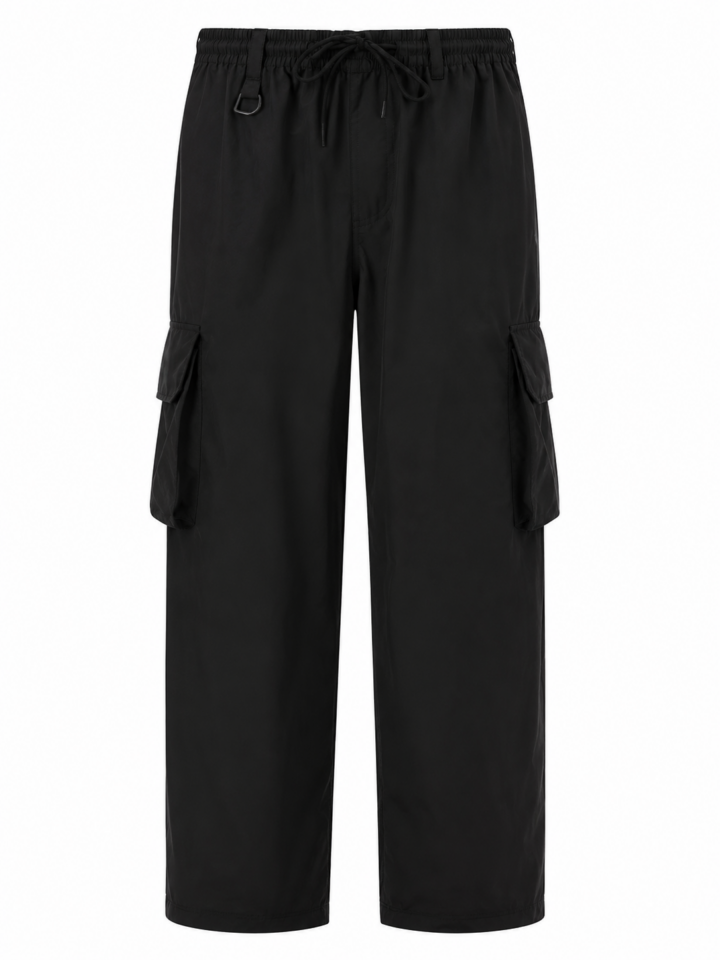 Black Wide-Leg Cargo Pants