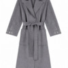 Grey Longline Wrap Coat with Embellished Sleeves
