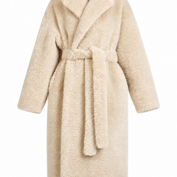 Cream Faux Fur Longline Wrap Coat