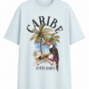 Light Blue Tropical Graphic T-Shirt