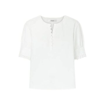 White Relaxed Fit Short Sleeve Button Front Knit Top